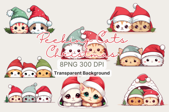 A Designer's Review of Peeking Cat Christmas Graphics & Illustrations