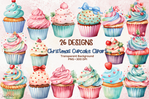 A Designer's Take: Watercolor Cupcake Clipart for Holiday Graphics