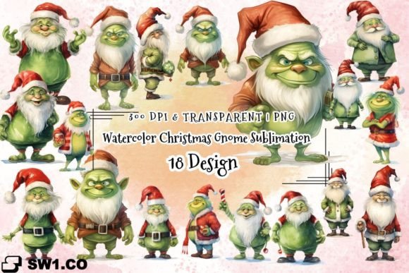 A Designer’s Take on Watercolor Christmas Gnome Graphics