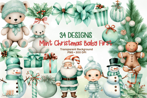 A Mint Christmas Baby PNG for Crafting and Graphics