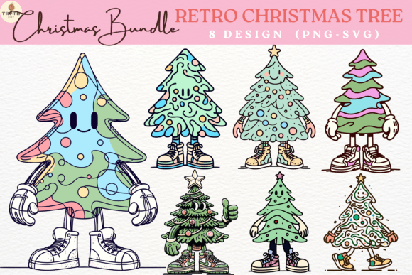 A Retro Groovy Christmas Tree for Modern Brand Illustrations