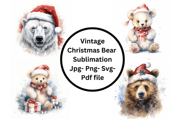 A Vintage Christmas Bear Design for Graphics & Illustrations