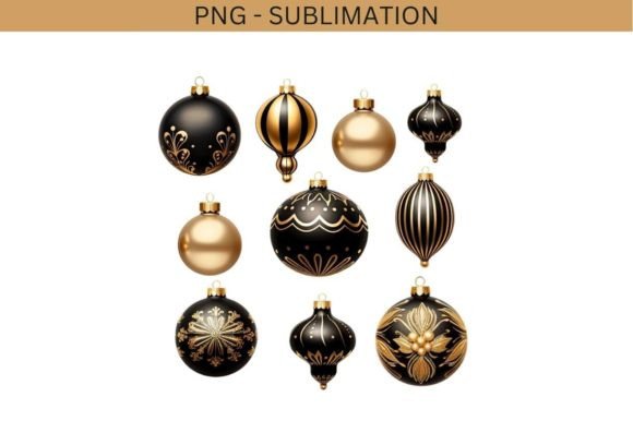 Black Christmas Ball Ornaments Graphics for Festive Crafting