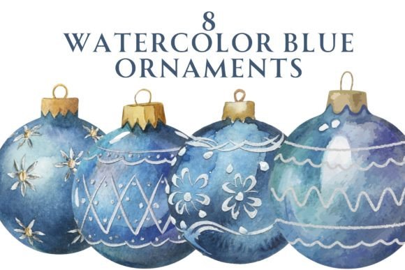 Brand Designer Reviews Watercolor Blue Ornaments Graphics