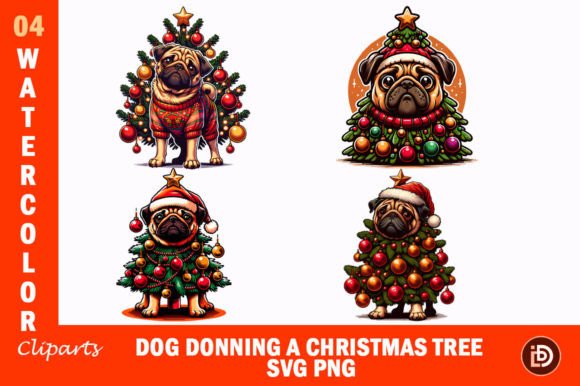 Dog Christmas Pug Graphic for Crafters and Merchandise