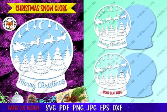 Flying Santa Snow Globe SVG for Branded Holiday Graphics