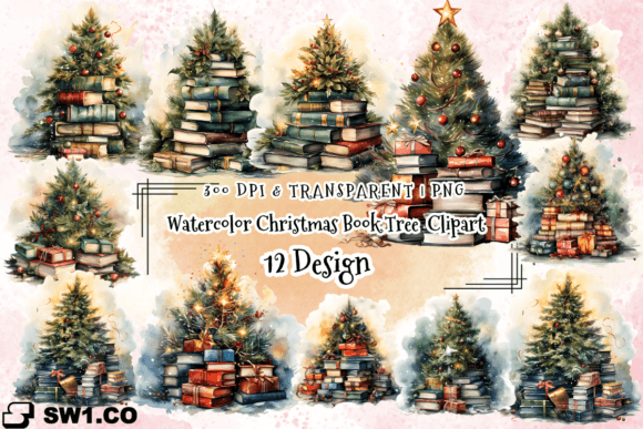 Handmade Seller's Review of Watercolor Christmas Book Tree Graphics