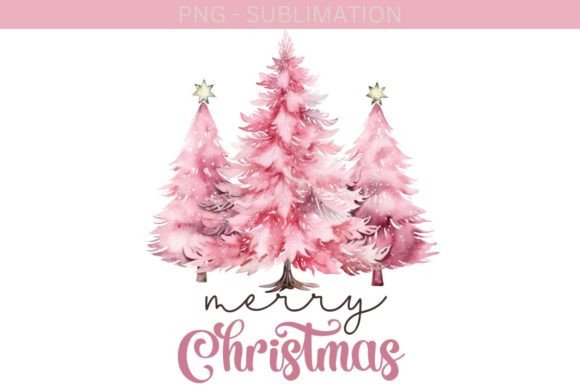 Pink Christmas Tree Graphics for Elegant Illustrations