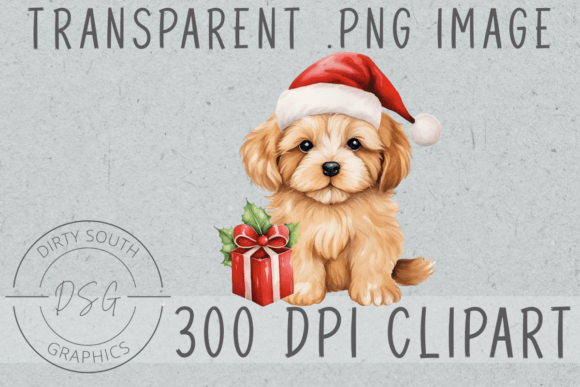 Watercolor Winter Christmas Puppy Graphics for Your Illustrations Collection